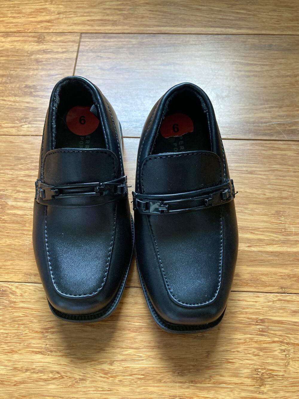 Perry Ellis Little Boy Black Slip On Dress Shoes, Size 6